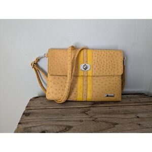 Vintage Faux Ostrich Joanel Purse, Clutch & crossbody combo, silver hardware